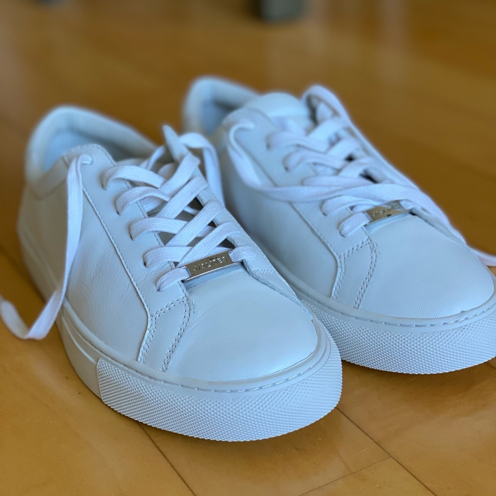 J/Slides NYC white sneakers